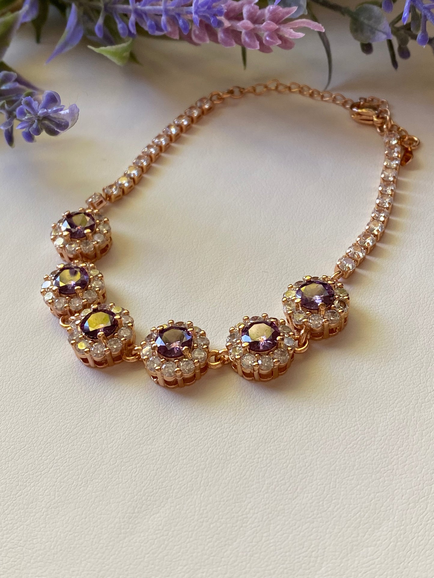 purple and gold bracelet