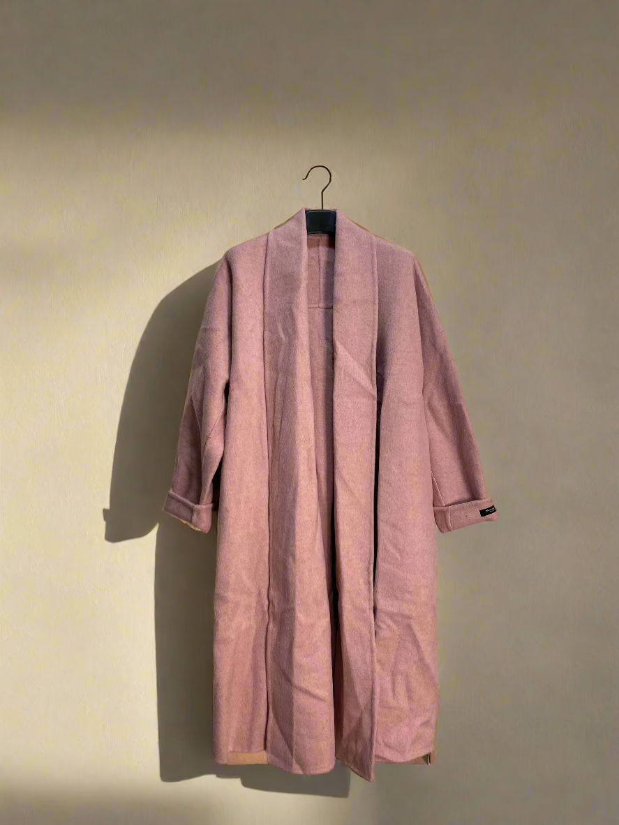 pink calf length coat