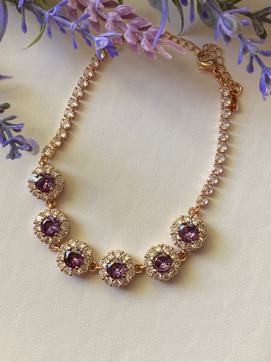 purple and gold bracelet